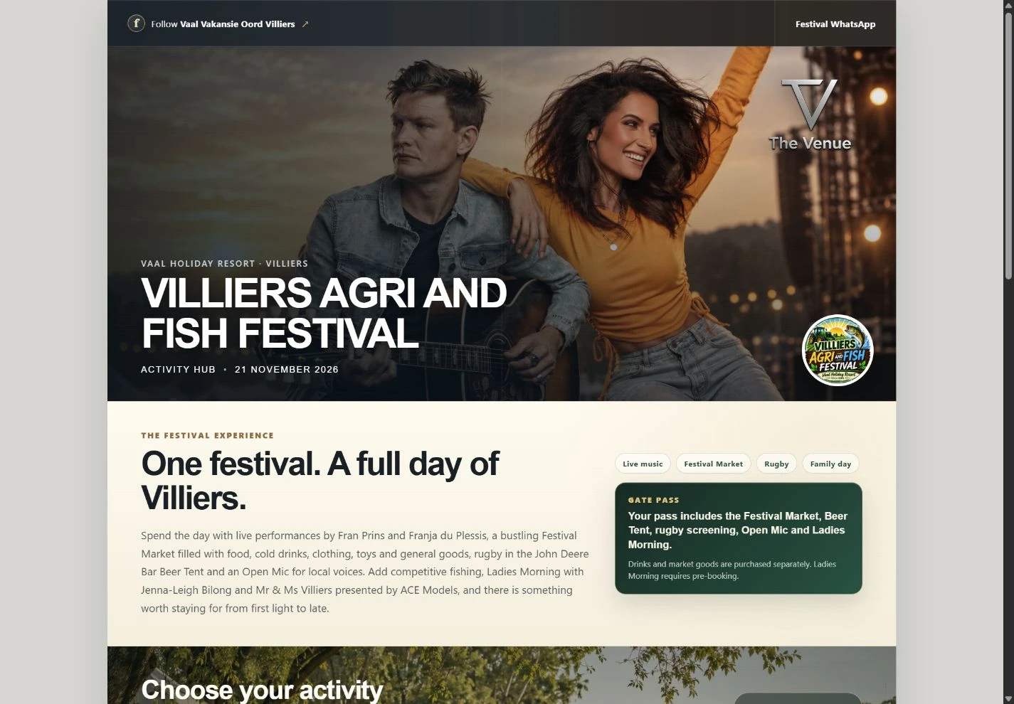 Villiers Festival desktop website preview